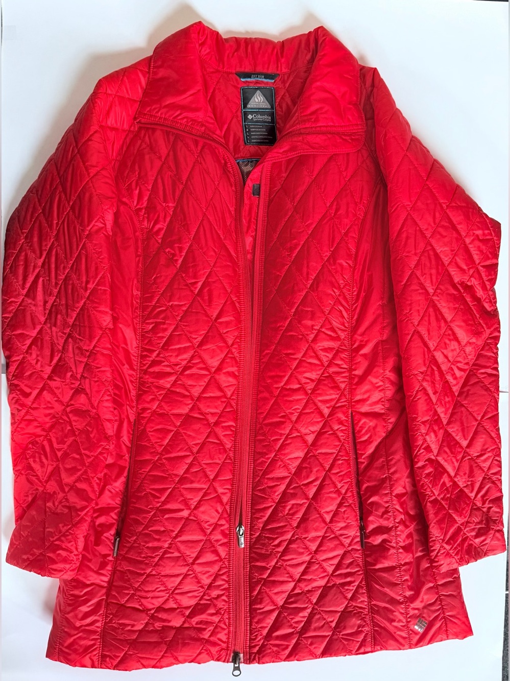 Columbia Women's Lightweight Quilted Full-Zip Long Puffer Jacket - Red - EUC